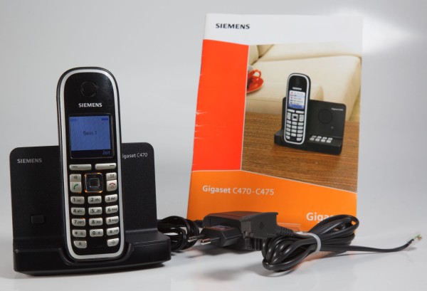 Siemens Gigaset C470 schnurloses DECT-Telefon mit Farbdisplay, pianoschwarz